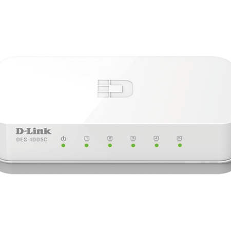 D-Link DES-1005C Desktop Unmanaged Switch, 5-Port 10/100 Mbps