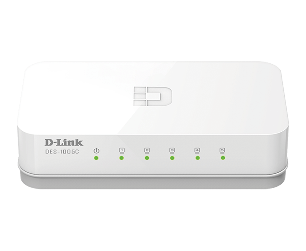 D-Link DES-1005C Desktop Unmanaged Switch, 5-Port 10/100 Mbps
