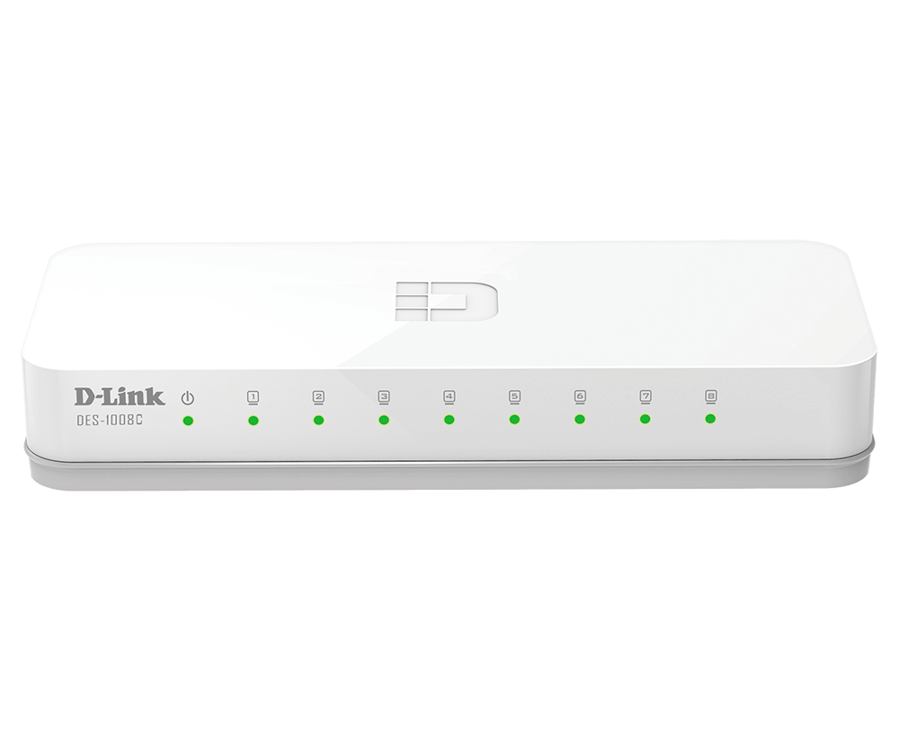 D-Link DES-1008C Unmanaged Switch, 8-Port 10/100 Mbps