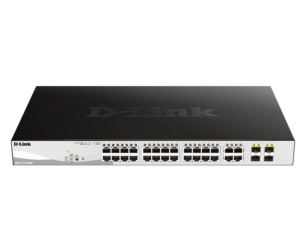 D-Link DGS-1210-28P Smart Managed PoE Switch, 28-Port Gigabit with 4 x SFP Combo ports