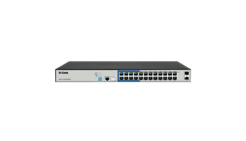 D-Link DGS-F1210-26PS-E Managed Long Range PoE+ Switch, 24 ports + 2 Gigabit SFP Ports
