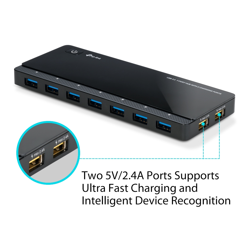 TP-Link UH720 USB 3.0 7-Port Hub with 2 Charging Ports - Image 3