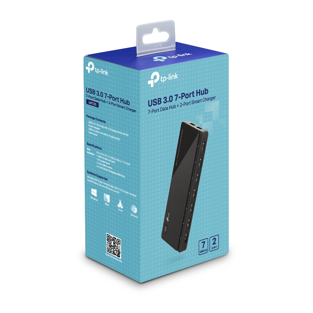 TP-Link UH720 USB 3.0 7-Port Hub with 2 Charging Ports - Image 4