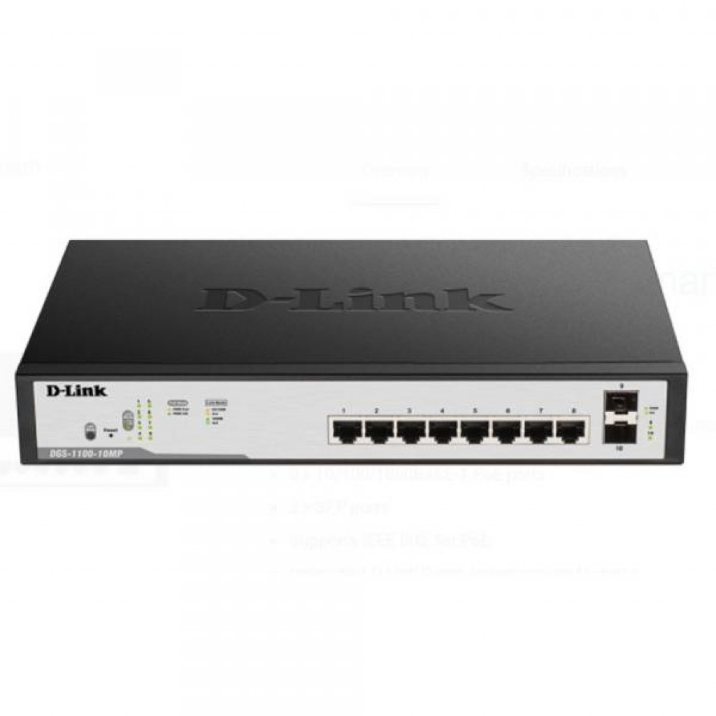 SWITCH/D-LINK/DGS-F1100-10PS 8 PORTS POE SMART WITH 2 PORTS SFP