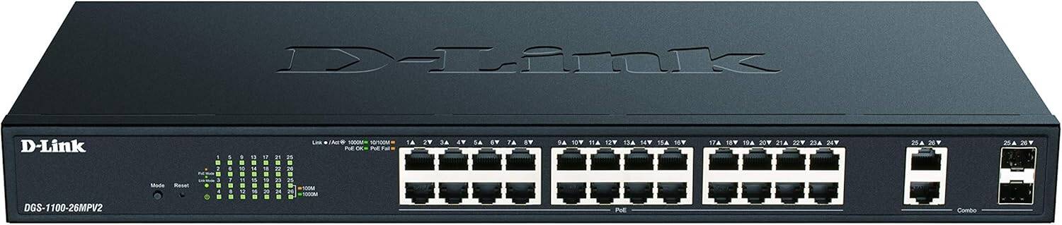 D-Link DGS-1100-26MPV2 26-Port PoE+ Gigabit Smart Switch