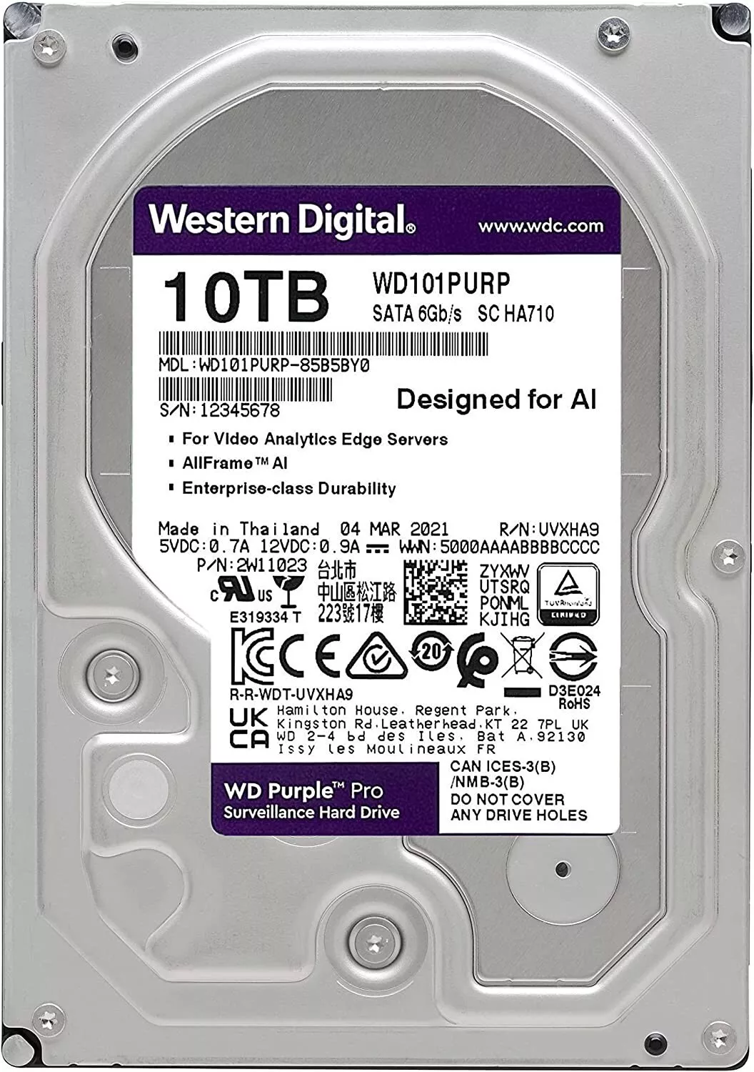 Western Digital WD 10 TB Purple Surveillance HDD