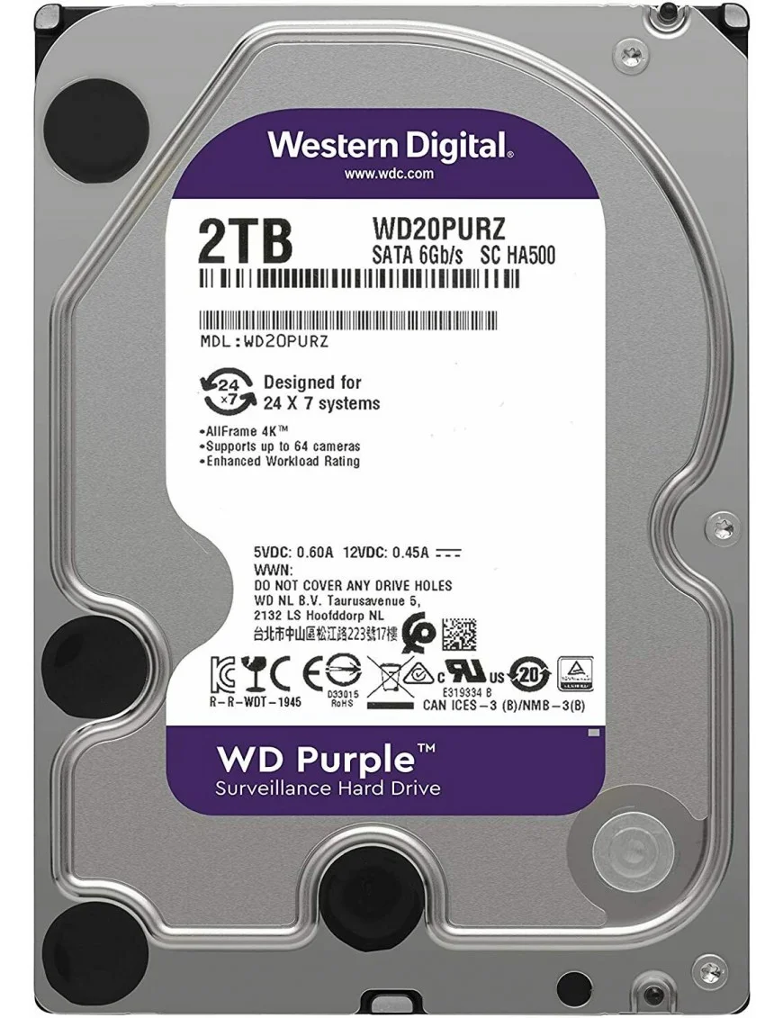 HARD DRIVE SATA WESTERN DIGITAL PURPLE 2TERA