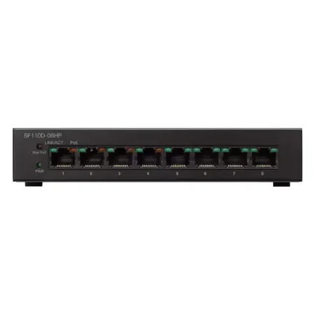 Cisco SF110D-08HP Unmanaged PoE Switch, 8-Port Fast Ethernet