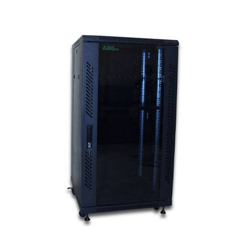 ABC Rack 22U, Floor Cabinet, 600 x 600 mm, front Door of Tempered Safety Glass